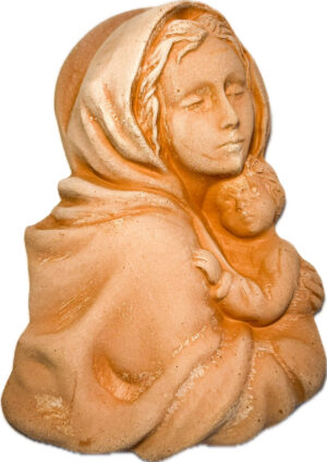 Madonna con Gesù 26 cm – płaskorzeźba o matczynej czułości i duchowym pięknie