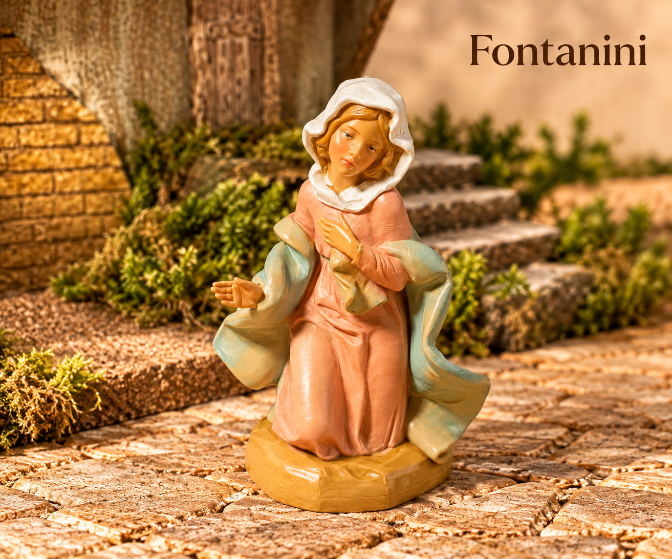 Szopka bożonarodzeniowa Fontanini nr 244 – figurki 12 cm, pies i koty - oświetlenie LED - obrazek 5