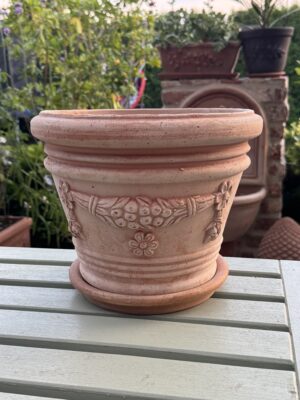 Donica z naturalnej terakoty Vaso Liberty Festonato 25 × 21 cm