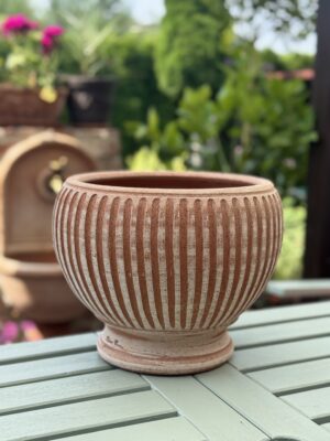 Ręcznie wykonana donica z terakoty Caspo’ con Righe Verticali Bitossi Luigi 30 × 23 cm