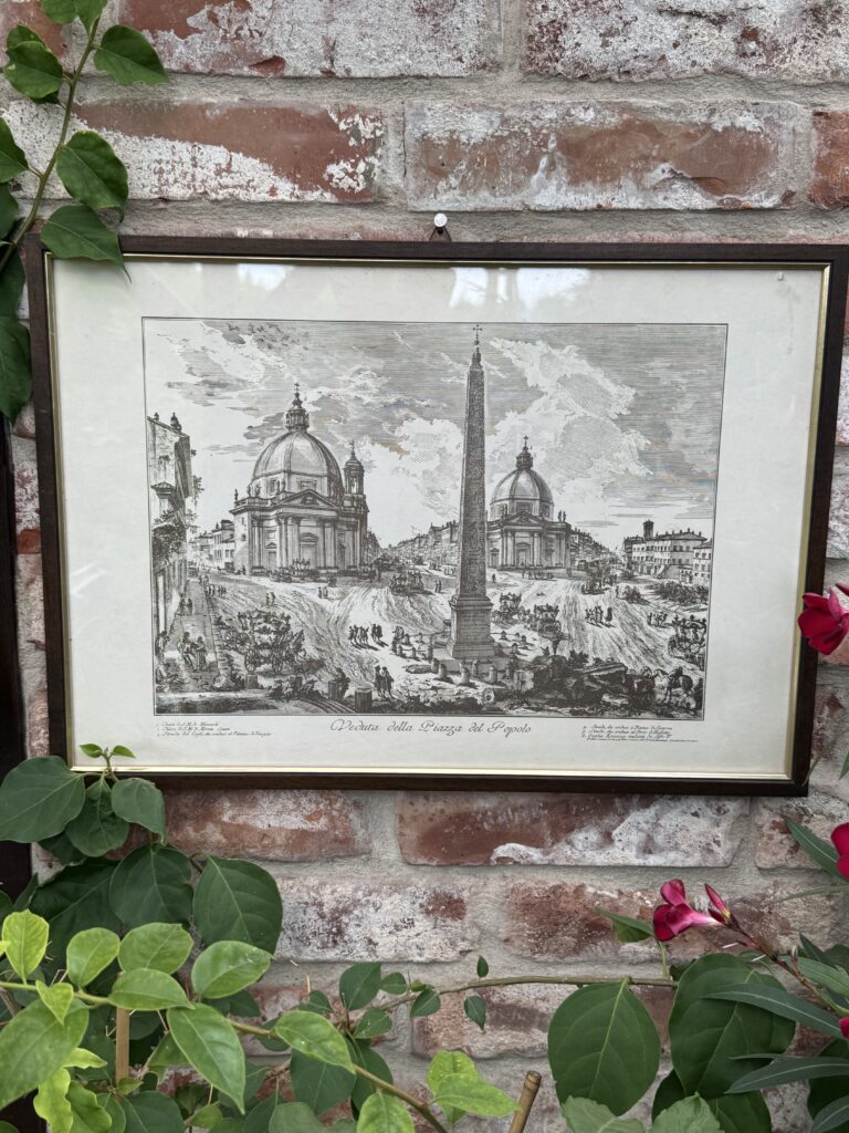 Reprodukcja ryciny Piranesiego Piazza del Popolo w ramie