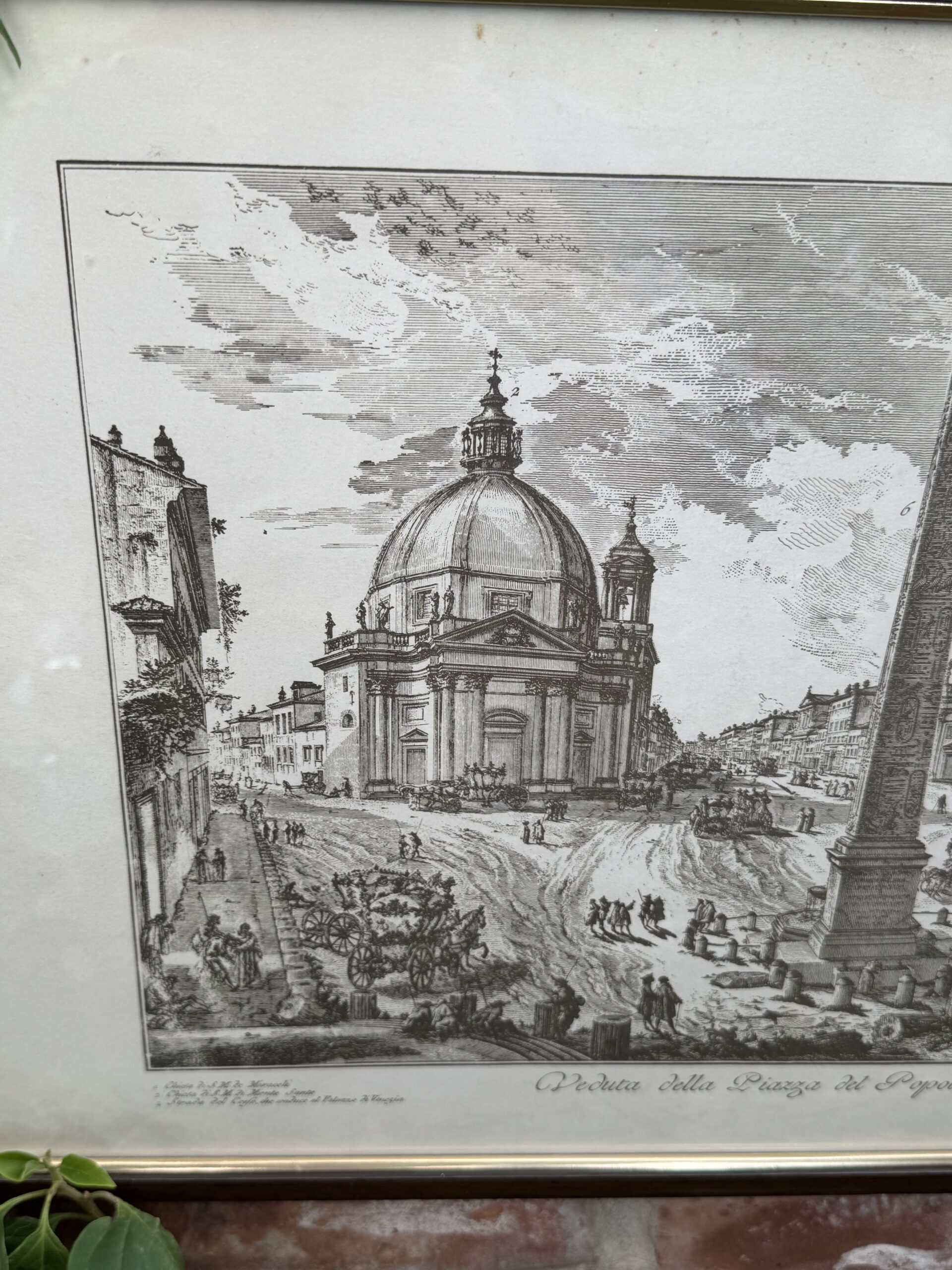 Reprodukcja ryciny Piranesiego Piazza del Popolo w ramie