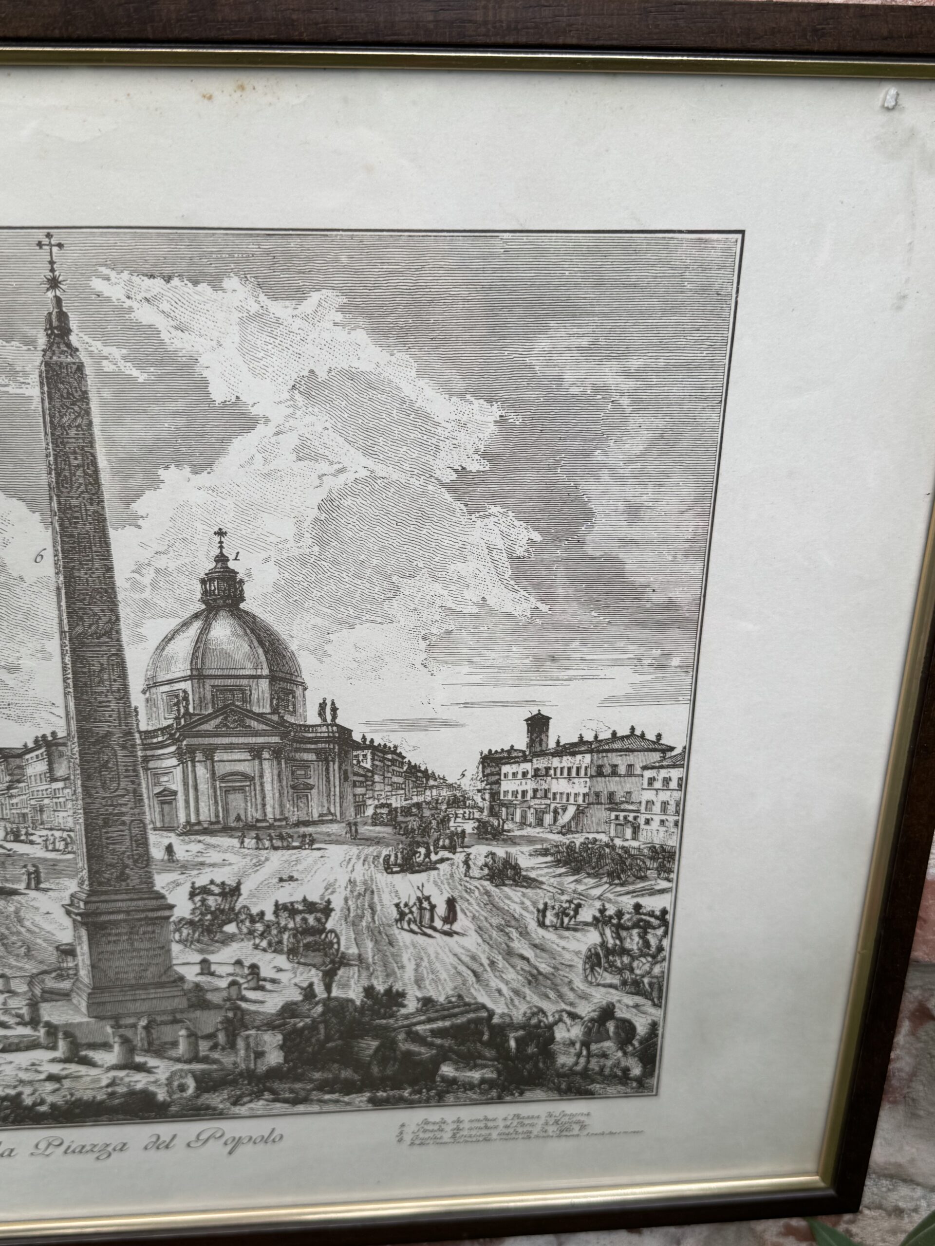 Reprodukcja ryciny Piranesiego Piazza del Popolo w ramie