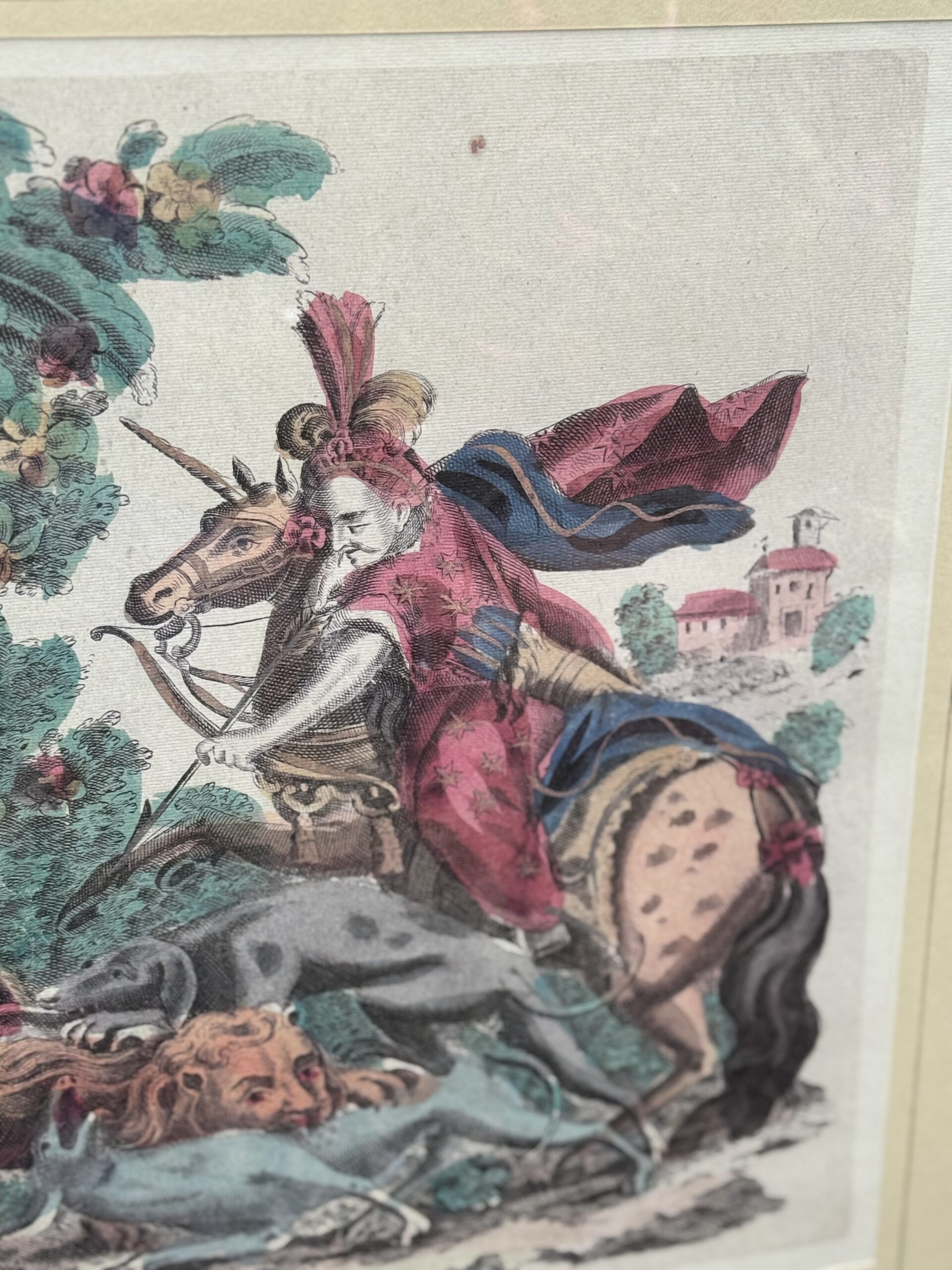 Rycina polowanie na lwa La Caza del Leon w ramie